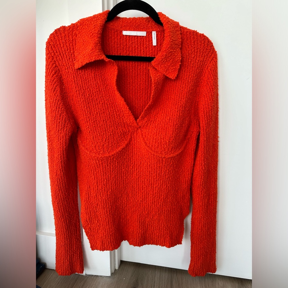 Helmut Lang red corset detail sweater